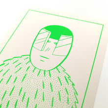 画像をギャラリービューアに読み込む, "Ok Des Parisミニ版画 毛皮の男(緑)" 横山裕一