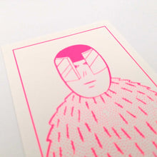 画像をギャラリービューアに読み込む, "Ok Des Parisミニ版画 毛皮の男(ピンク)" 横山裕一