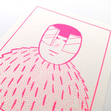 画像をギャラリービューアに読み込む, "Ok Des Parisミニ版画 毛皮の男(ピンク)" 横山裕一