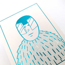画像をギャラリービューアに読み込む, "Ok Des Parisミニ版画 毛皮の男(青)" 横山裕一