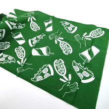 Load image into Gallery viewer, <tc>"Imustan Tenugui" Green x White</tc>