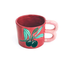 Load image into Gallery viewer, <transcy>Imustan mug "hand holding a mirror/olive”</transcy>