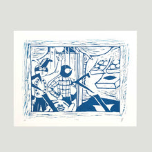 Load image into Gallery viewer, &lt;tc&gt;Yuichi Yokoyama &quot;Fashion and Closed Room&quot; Woodcut Print (Blue)&lt;/tc&gt;
