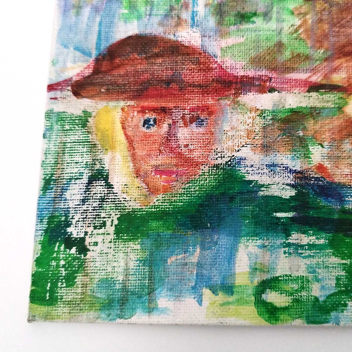 油絵手描き4号カンバス 思考猿のオリジナルの油絵、キャンバスに描かれています