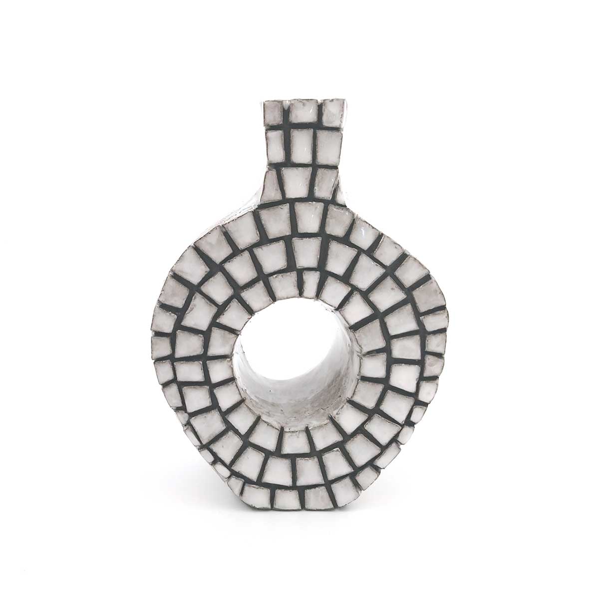 ドーナツ・タイル花瓶 (白) 