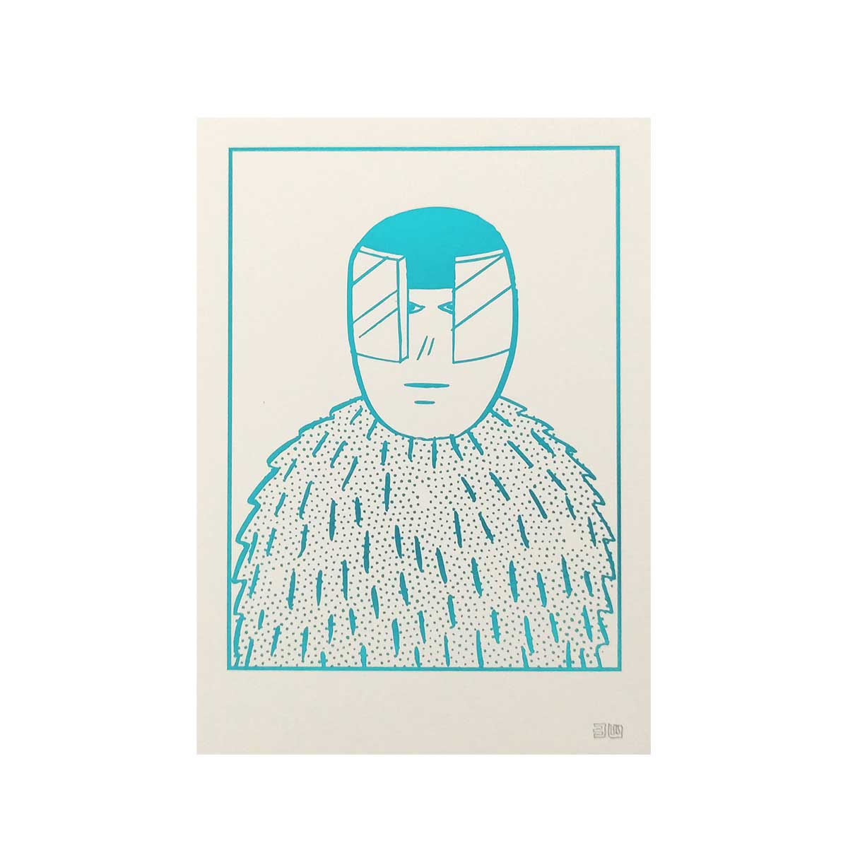 横山裕一　版画 Ok Des Parisミニ版画 毛皮の男（青）