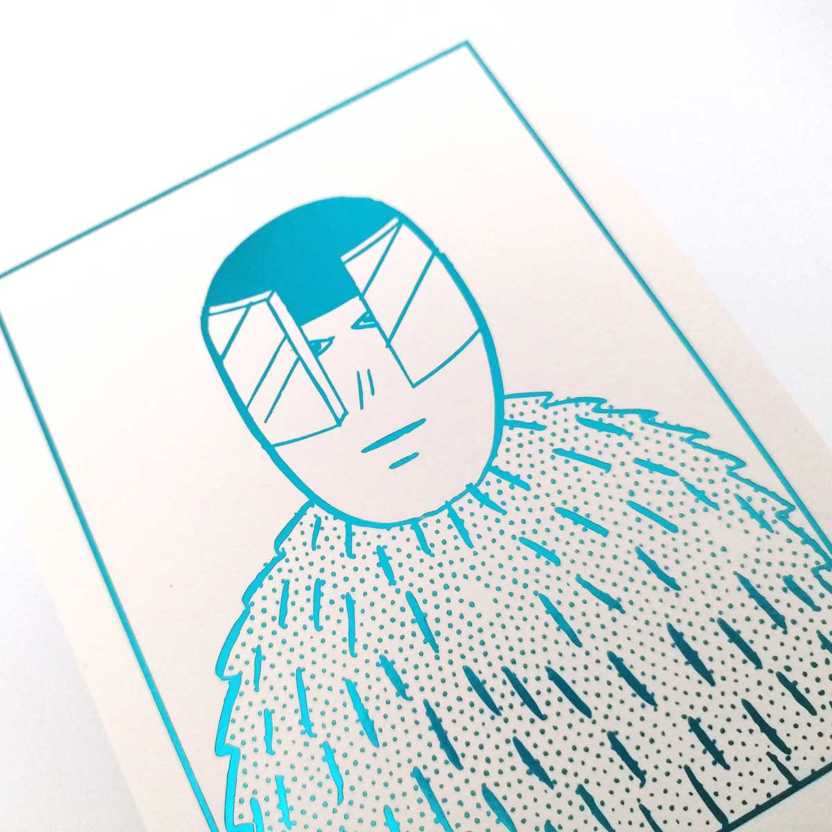 Ok Des Parisミニ版画 毛皮の男（青）