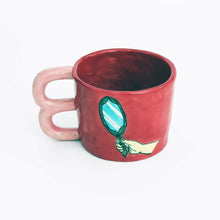 Load image into Gallery viewer, &lt;transcy&gt;Imustan mug &quot;hand holding a mirror/olive”&lt;/transcy&gt;
